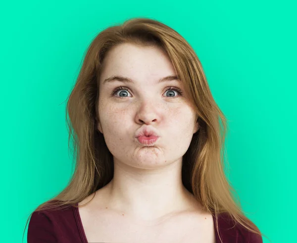 Ragazza con espressione faccia divertente — Foto Stock