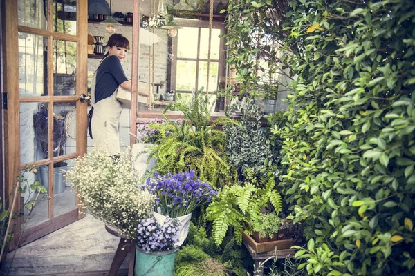 Woman florist working  at flower shop — Stock Photo, Image