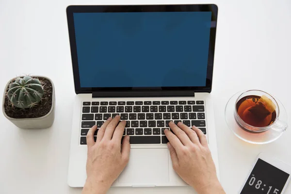 stock image businessman using laptop 