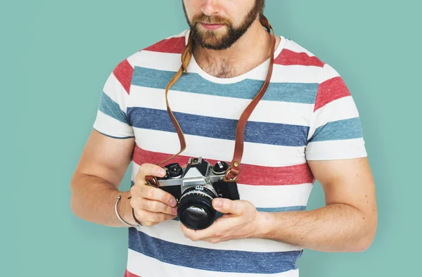 Fotógrafo homem com câmera — Fotografia de Stock