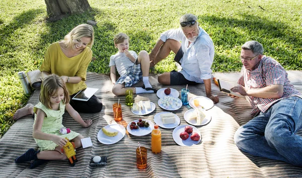 Familia teniendo picnic al aire libre —  Fotos de Stock