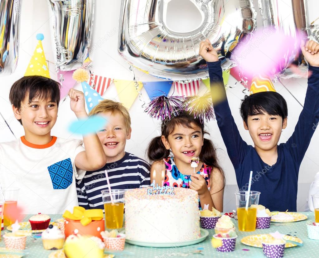 Children having birthday party 