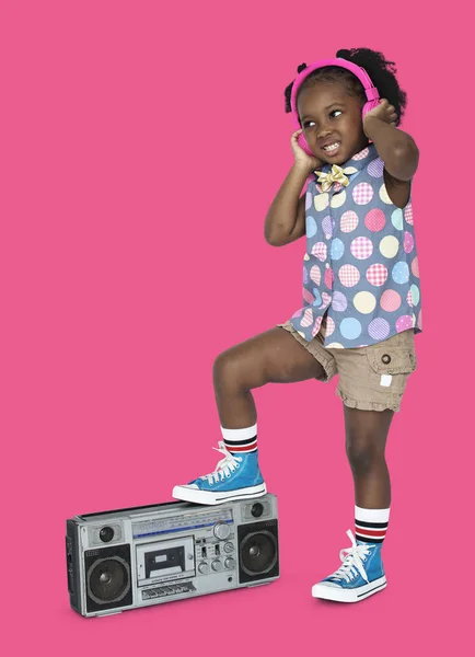 Adorable Little Girl in Headphones — Stock Photo, Image