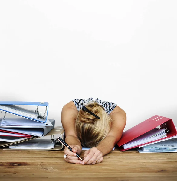 Maturo bionda donna lavoro — Foto Stock