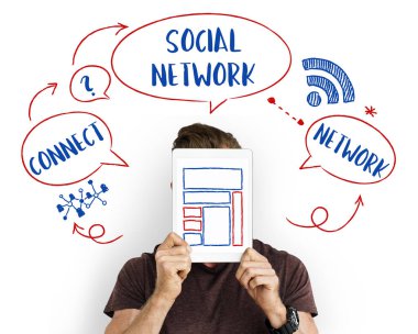 adam kapsayan yüz dijital Tablet ile