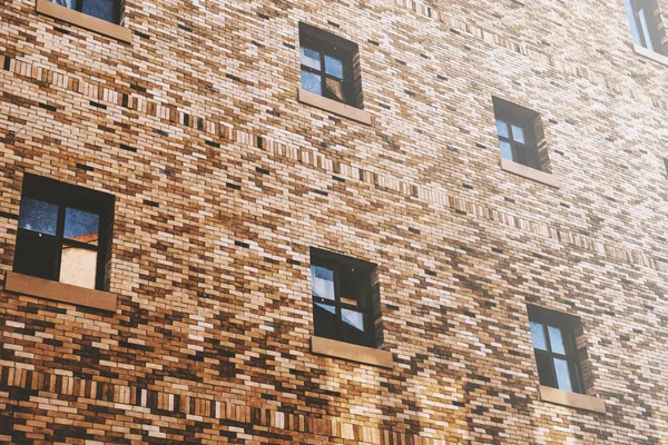 Muro de ladrillo con ventanas — Foto de Stock