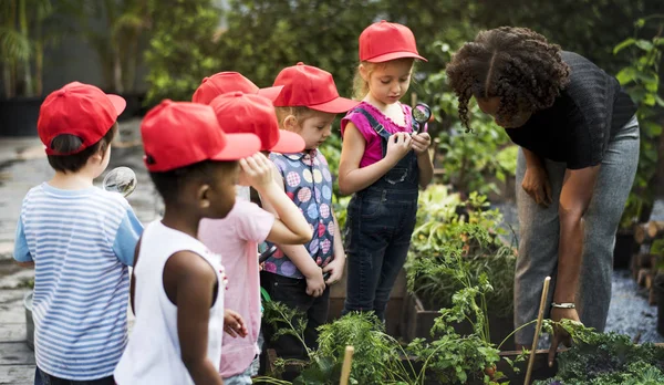 Insegnante e bambini che imparano l'ecologia — Foto Stock