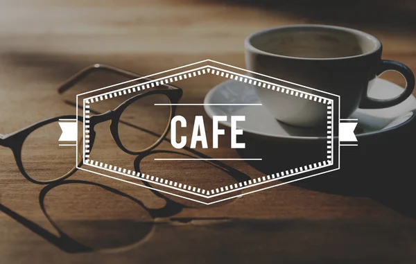 Koffiepauze Espresso Cup Brillen Glazen Café — Stockfoto