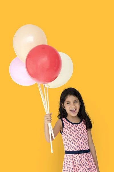 Bonito menina segurando balões — Fotografia de Stock