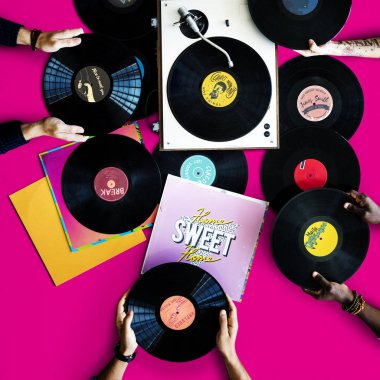 Müzik tahsil vinil kayıtlar holding eller 