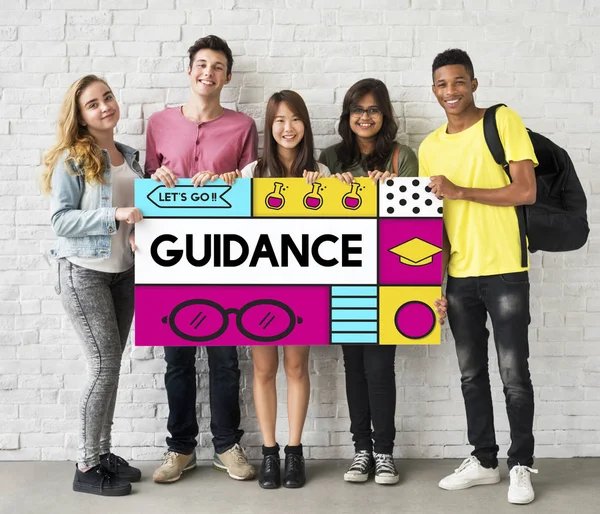 Students holding placard — Stock Photo, Image