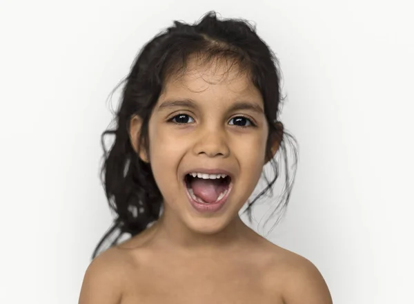 Niña con la boca abierta — Foto de Stock