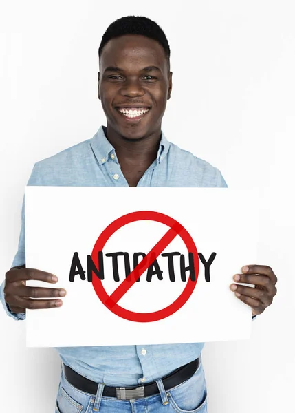 Man holding placard — Stock Photo, Image