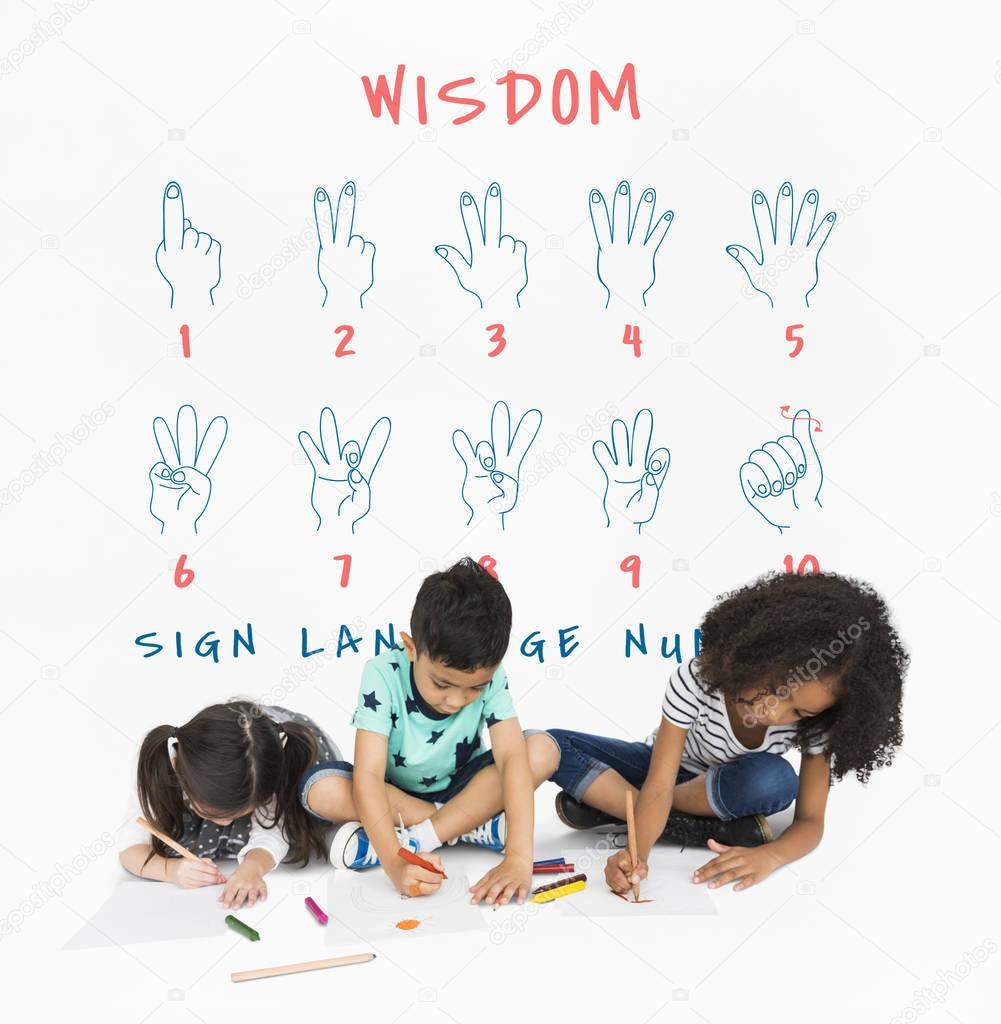 children drawing on papers