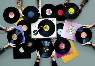 Müzik tahsil vinil kayıtlar holding eller 