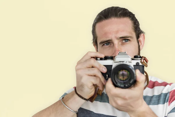 Photographer man with camera — Stock Photo, Image