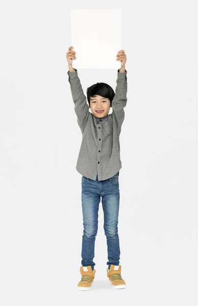 Boy Holding Blank Board — Stock Photo, Image