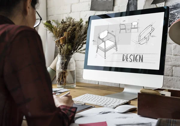 創造的なデザイナーの図面 — ストック写真