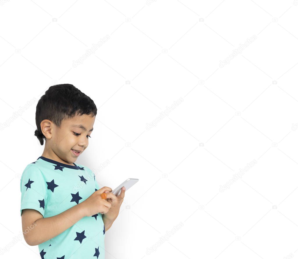 boy using mobile phone
