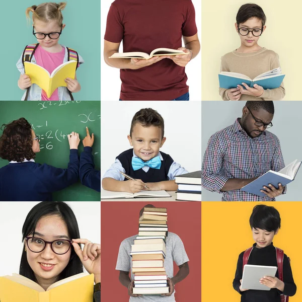 Set of People Learning — Stock Photo, Image