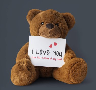 Oyuncak ayı oyuncak ve kağıt kartı