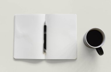 kahve fincanı ve boş defter