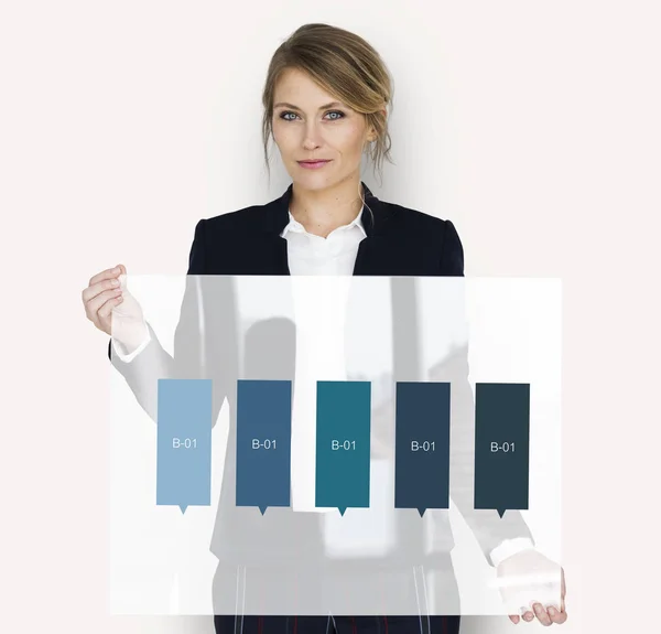 Geschäftsfrau mit Transparent — Stockfoto