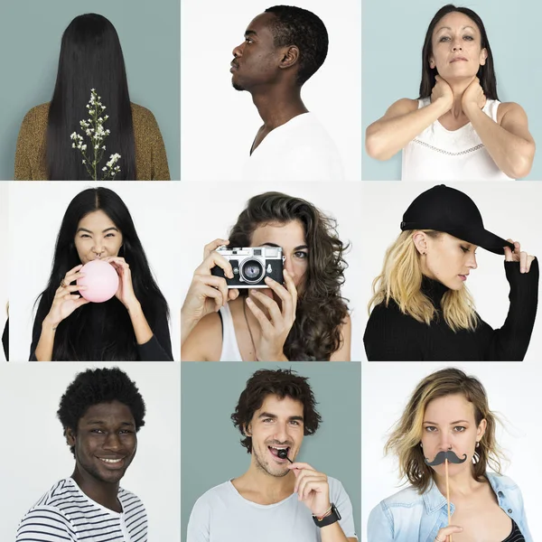 集的多样性人脸 — 图库照片