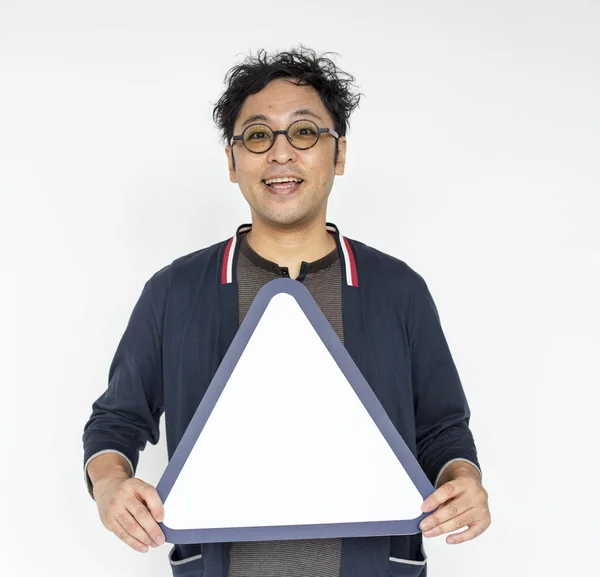 Mann mit Dreieck-Symbol — Stockfoto