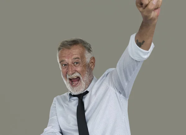 Senior man in white shirt — Stock Photo, Image