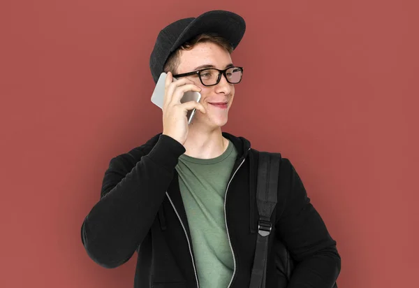 Teenager guy with smartphone — Stock Photo, Image