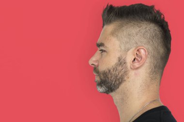 man with stylish hairstyle and beard clipart
