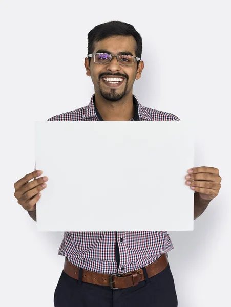 Man holding placard — Stock Photo, Image