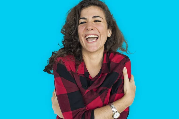 Mujer feliz abrazándose — Foto de Stock