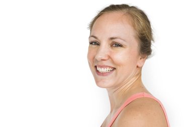 gülümseyen Beyaz sarışın kadın