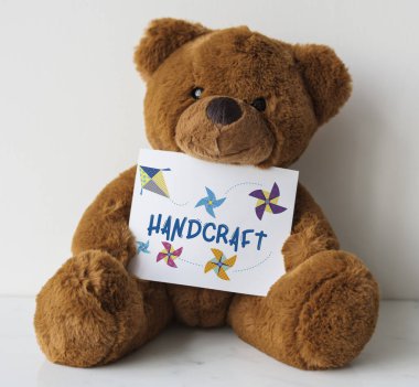 Oyuncak ayı oyuncak ve kağıt kartı