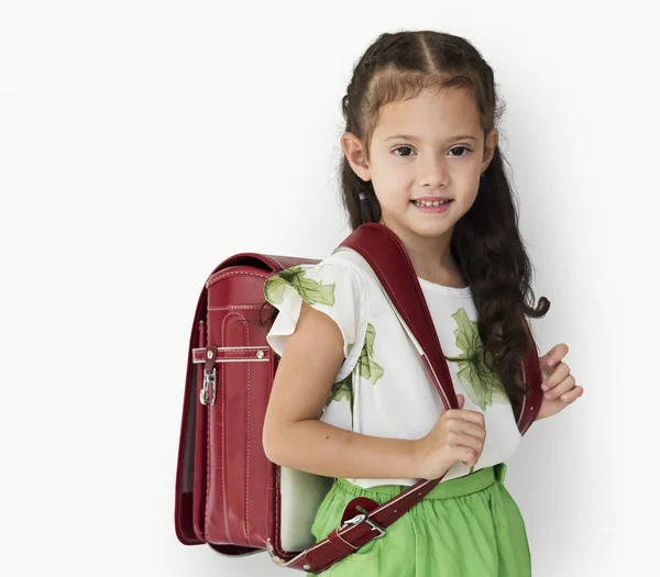 Menina caucasiana com mochila — Fotografia de Stock
