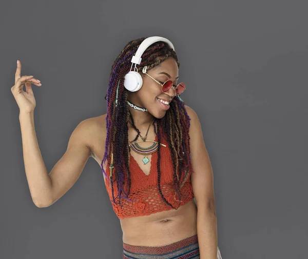Woman wearing Headphones — Stock Photo, Image