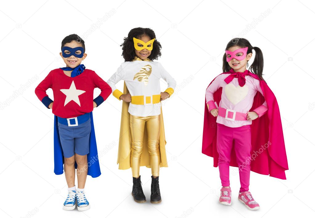 kids in superhero costumes 