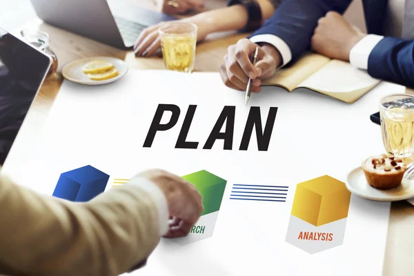 Group of people sit at table and discussing — Stock Photo, Image