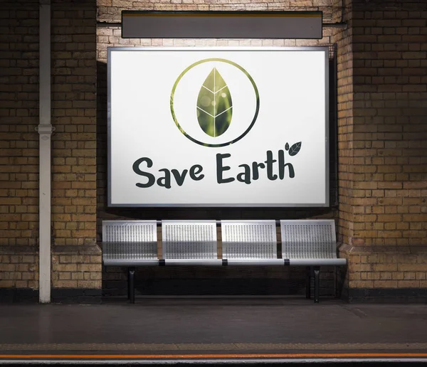 Banner di stasiun kereta bawah tanah Menampilkan Iklan — Stok Foto