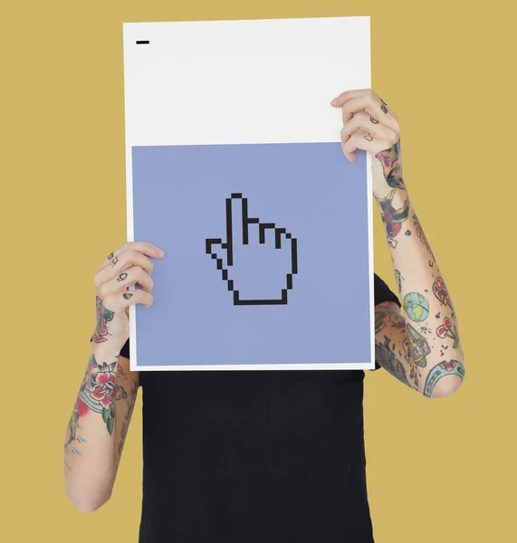 Tattooed person holding banner. — Stock Photo, Image