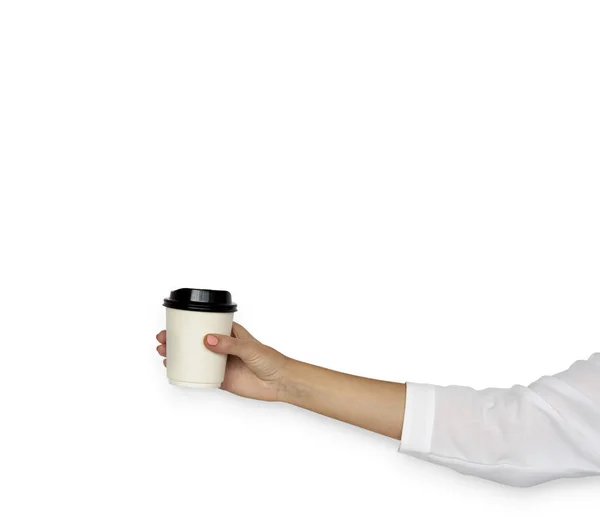 Woman Hold Hot Coffee Cup — Stock Photo, Image