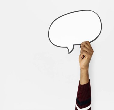 konuşma balonu tutan el