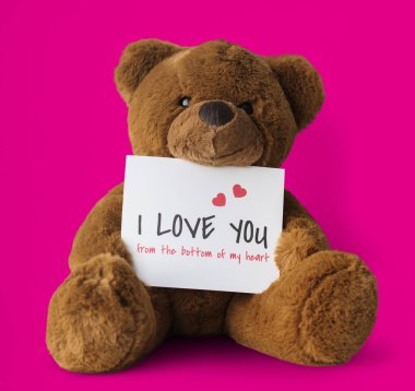 Oyuncak ayı oyuncak ve kağıt kartı