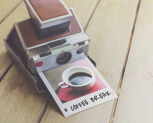 Câmera Filme Vintage Com Foto Coffee Break — Fotografia de Stock