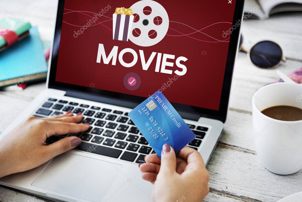 Woman shopping online, Movies Concept
