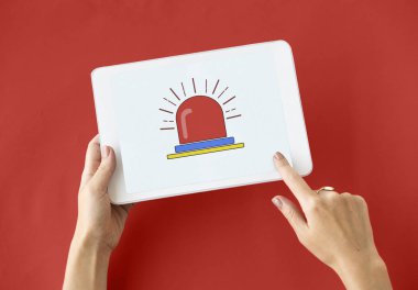 person holding digital tablet clipart
