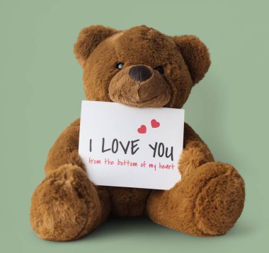 Oyuncak ayı oyuncak ve kağıt kartı