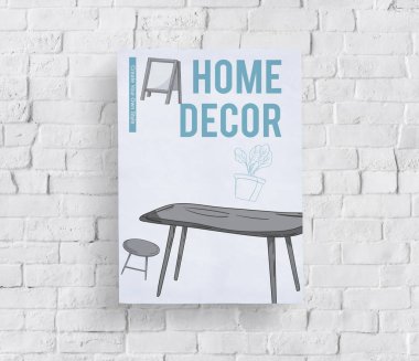 Beyaz tuğla duvar posteri ile